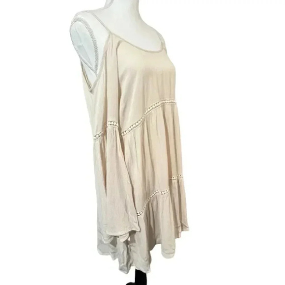 Umgee beige size L cold shoulder mini dress EUC - Picture 3 of 11